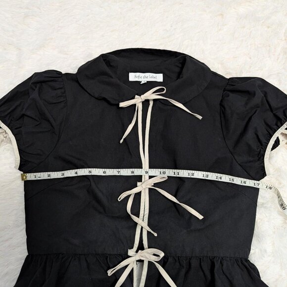 Sofie the Label black blouse with white ribbon bows - Picture 3 of 6